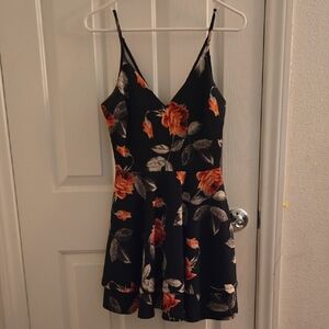 Windsor Black and Orange Floral Mini Dress